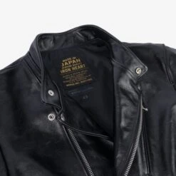Japanese Horsehide Double Motorcycle Jacket - Black -Denim Clothing-Iron Heart International IHJ 128 BLK 8