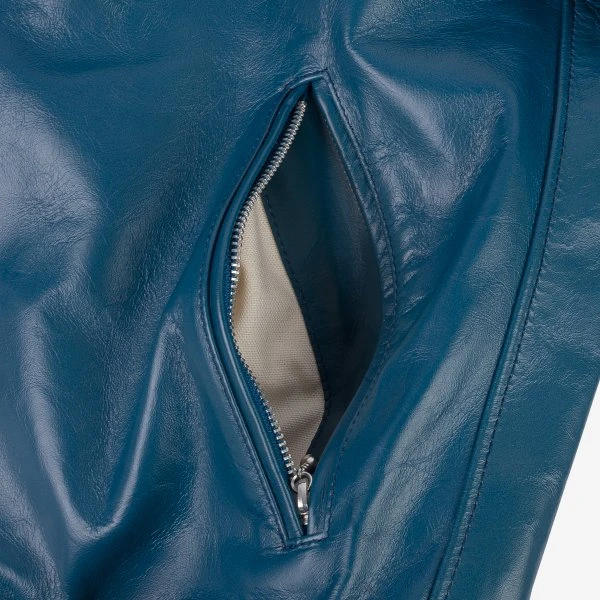 Japanese Horsehide Double Motorcycle Jacket - Blue 13 Japanese Horsehide Double Motorcycle Jacket - Blue - Image 11
