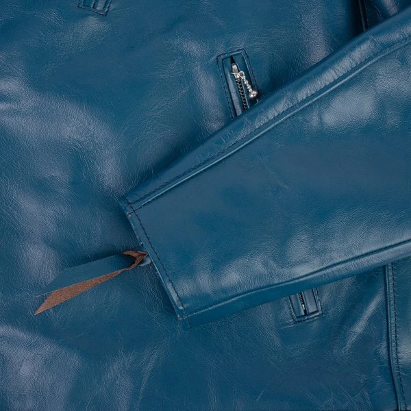 Japanese Horsehide Double Motorcycle Jacket - Blue 14 Japanese Horsehide Double Motorcycle Jacket - Blue - Image 12