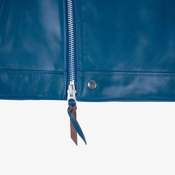 Japanese Horsehide Double Motorcycle Jacket - Blue 18 Japanese Horsehide Double Motorcycle Jacket - Blue - Image 16