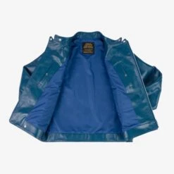 Japanese Horsehide Double Motorcycle Jacket - Blue 21 Japanese Horsehide Double Motorcycle Jacket - Blue -Denim Clothing-Iron Heart International IHJ 128 BLU 3
