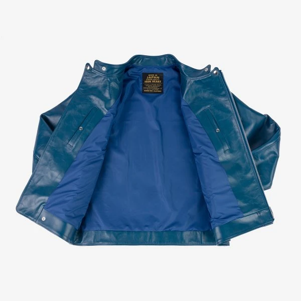 Japanese Horsehide Double Motorcycle Jacket - Blue 6 Japanese Horsehide Double Motorcycle Jacket - Blue - Image 4