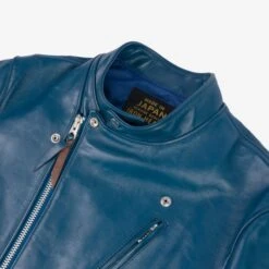 Japanese Horsehide Double Motorcycle Jacket - Blue 22 Japanese Horsehide Double Motorcycle Jacket - Blue -Denim Clothing-Iron Heart International IHJ 128 BLU 4