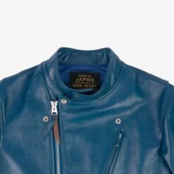 Japanese Horsehide Double Motorcycle Jacket - Blue 23 Japanese Horsehide Double Motorcycle Jacket - Blue -Denim Clothing-Iron Heart International IHJ 128 BLU 5