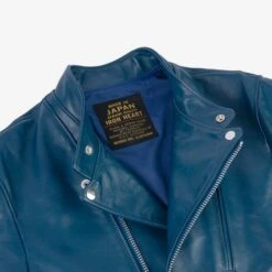 Japanese Horsehide Double Motorcycle Jacket - Blue 24 Japanese Horsehide Double Motorcycle Jacket - Blue -Denim Clothing-Iron Heart International IHJ 128 BLU 6