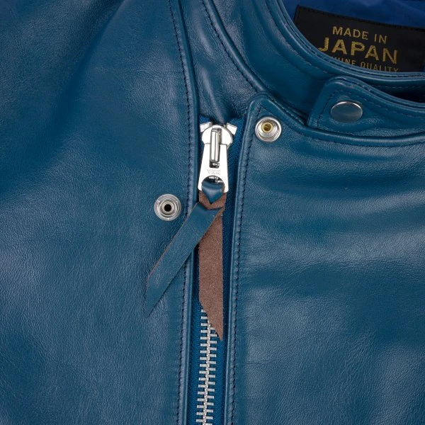 Japanese Horsehide Double Motorcycle Jacket - Blue 10 Japanese Horsehide Double Motorcycle Jacket - Blue - Image 8