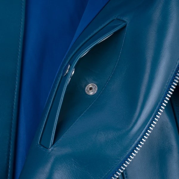 Japanese Horsehide Double Motorcycle Jacket - Blue 12 Japanese Horsehide Double Motorcycle Jacket - Blue - Image 10