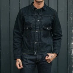 16oz Slubby Selvedge Denim Type II Jacket - Indigo Overdyed Black -Denim Clothing-Iron Heart International IHJ 507 SLBod 3