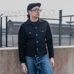 14oz Selvedge Denim Modified Type III Jacket - Black/Black -Denim Clothing-Iron Heart International IHJ 86 BLK 2