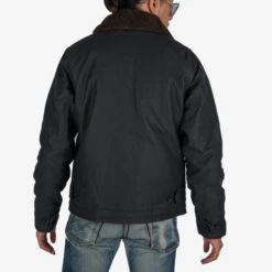 Oiled Whipcord N1 Deck Jacket - Black -Denim Clothing-Iron Heart International IHM 37 BLK 2