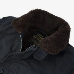 Oiled Whipcord N1 Deck Jacket - Black -Denim Clothing-Iron Heart International IHM 37 BLK 8