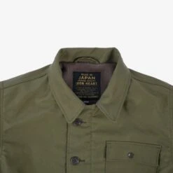 Whipcord A2 Deck Jacket - Olive Drab Green -Denim Clothing-Iron Heart International IHM 40 GRN 7