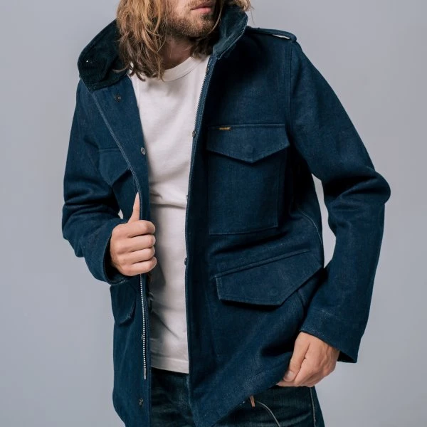 16oz Natural Indigo Selvedge Denim M65 Field Jacket 5 16oz Natural Indigo Selvedge Denim M65 Field Jacket - Image 3