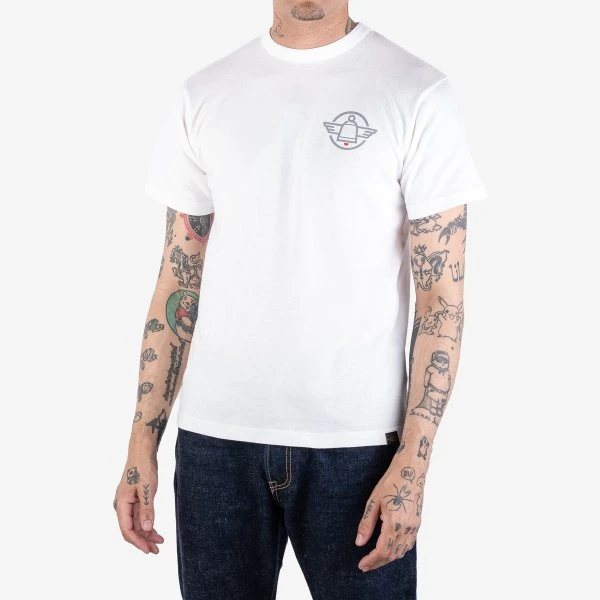 6.5oz 'Break The Needle' Loopwheel Crew Neck T-Shirt With Longer Body - White 4 6.5oz 'Break The Needle' Loopwheel Crew Neck T-Shirt With Longer Body - White - Image 2