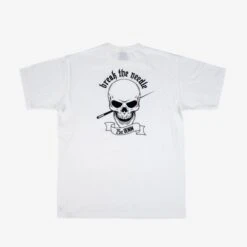 6.5oz 'Break The Needle' Loopwheel Crew Neck T-Shirt With Longer Body - White 11 6.5oz 'Break The Needle' Loopwheel Crew Neck T-Shirt With Longer Body - White -Denim Clothing-Iron Heart International IHPT BTN WHT 2