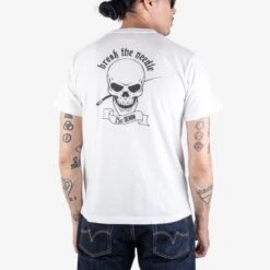 6.5oz 'Break The Needle' Loopwheel Crew Neck T-Shirt With Longer Body - White