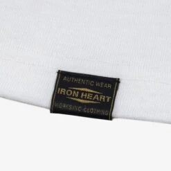 6.5oz 'Break The Needle' Loopwheel Crew Neck T-Shirt With Longer Body - White 13 6.5oz 'Break The Needle' Loopwheel Crew Neck T-Shirt With Longer Body - White -Denim Clothing-Iron Heart International IHPT BTN WHT 4