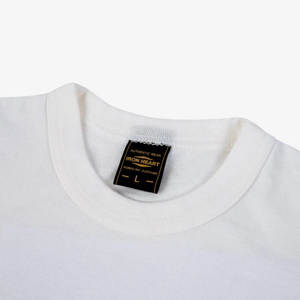 6.5oz 'Break The Needle' Loopwheel Crew Neck T-Shirt With Longer Body - White 8 6.5oz 'Break The Needle' Loopwheel Crew Neck T-Shirt With Longer Body - White - Image 6
