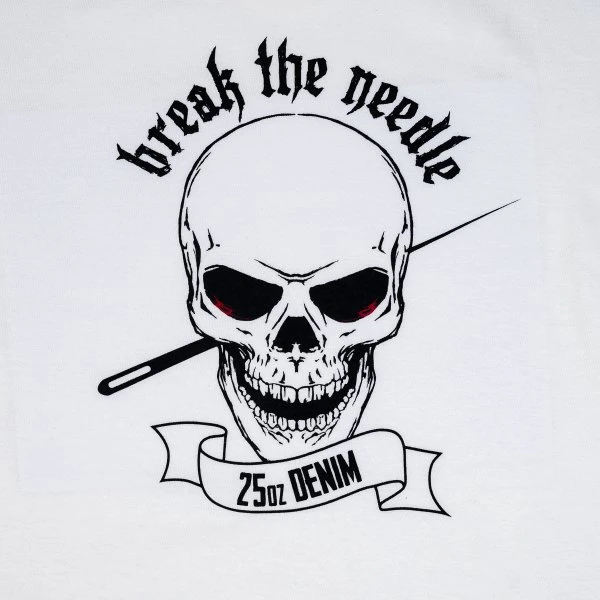 6.5oz 'Break The Needle' Loopwheel Crew Neck T-Shirt With Longer Body - White 9 6.5oz 'Break The Needle' Loopwheel Crew Neck T-Shirt With Longer Body - White - Image 7