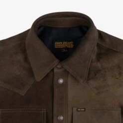 Deerskin Western Shirt 'The Big Buck' - Olive -Denim Clothing-Iron Heart International IHSB BIGBUCK OLV 6