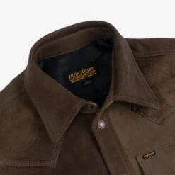 Deerskin Western Shirt 'The Big Buck' - Olive -Denim Clothing-Iron Heart International IHSB BIGBUCK OLV 7