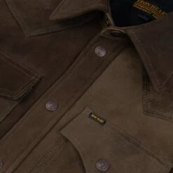 Deerskin Western Shirt 'The Big Buck' - Olive -Denim Clothing-Iron Heart International IHSB BIGBUCK OLV 8