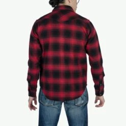 Ultra Heavy Flannel Ombré Check Western Shirt - Red/Black -Denim Clothing-Iron Heart International IHSH 264 RED 1