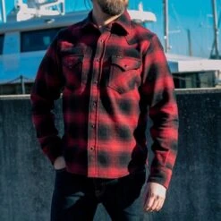 Ultra Heavy Flannel Ombré Check Western Shirt - Red/Black -Denim Clothing-Iron Heart International IHSH 264 RED 2