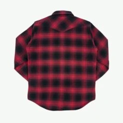 Ultra Heavy Flannel Ombré Check Western Shirt - Red/Black -Denim Clothing-Iron Heart International IHSH 264 RED 3
