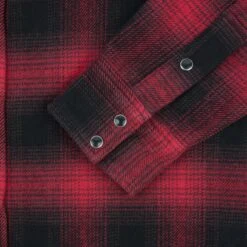 Ultra Heavy Flannel Ombré Check Western Shirt - Red/Black -Denim Clothing-Iron Heart International IHSH 264 RED 8