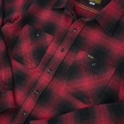 Ultra Heavy Flannel Ombré Check Work Shirt - Red/Black -Denim Clothing-Iron Heart International IHSH 265 RED 7
