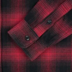 Ultra Heavy Flannel Ombré Check Work Shirt - Red/Black -Denim Clothing-Iron Heart International IHSH 265 RED 8
