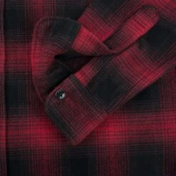 Ultra Heavy Flannel Ombré Check Work Shirt - Red/Black -Denim Clothing-Iron Heart International IHSH 265 RED 9