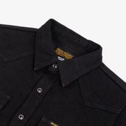 14oz Selvedge Denim Western Shirt - Black/Black -Denim Clothing-Iron Heart International IHSH 295 BB 4