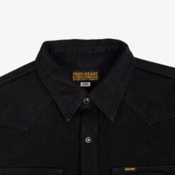 14oz Selvedge Denim Western Shirt - Black/Black -Denim Clothing-Iron Heart International IHSH 295 BB 5