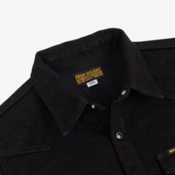 14oz Selvedge Denim Western Shirt - Black/Black -Denim Clothing-Iron Heart International IHSH 295 BB 6