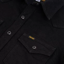 14oz Selvedge Denim Western Shirt - Black/Black -Denim Clothing-Iron Heart International IHSH 295 BB 7