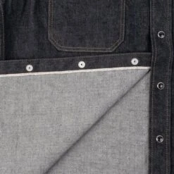 12oz Selvedge Denim Work Shirt With Snaps - Black/Cream -Denim Clothing-Iron Heart International IHSH 326 BLK 11