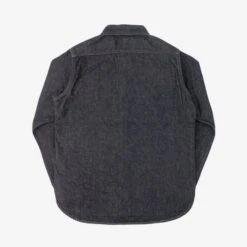 12oz Selvedge Denim Work Shirt With Snaps - Black/Cream -Denim Clothing-Iron Heart International IHSH 326 BLK 3