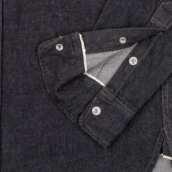 12oz Selvedge Denim Work Shirt With Snaps - Black/Cream -Denim Clothing-Iron Heart International IHSH 326 BLK 6