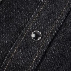 12oz Selvedge Denim Work Shirt With Snaps - Black/Cream -Denim Clothing-Iron Heart International IHSH 326 BLK 9