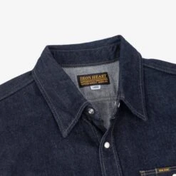 12oz Selvedge Denim Work Shirt With Snaps - Indigo -Denim Clothing-Iron Heart International IHSH 326 IND 7