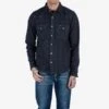 Ultra Heavy Flannel Blanket Check Western Shirt - Sax Blue Overdyed Black -Denim Clothing-Iron Heart International IHSH 333 OD