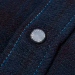 Ultra Heavy Flannel Blanket Check Western Shirt - Sax Blue Overdyed Black -Denim Clothing-Iron Heart International IHSH 333 OD 8