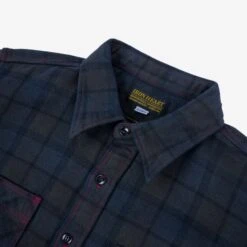 Ultra Heavy Flannel Classic Check Work Shirt - Red Overdyed Black -Denim Clothing-Iron Heart International IHSH 334 OD 3