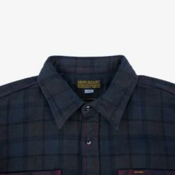 Ultra Heavy Flannel Classic Check Work Shirt - Red Overdyed Black -Denim Clothing-Iron Heart International IHSH 334 OD 4