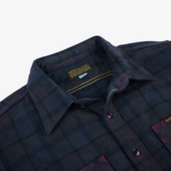 Ultra Heavy Flannel Classic Check Work Shirt - Red Overdyed Black -Denim Clothing-Iron Heart International IHSH 334 OD 5
