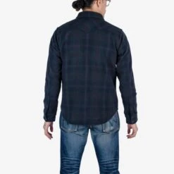 Ultra Heavy Flannel Crazy Check Western Shirt - Navy Overdyed Black 14 Ultra Heavy Flannel Crazy Check Western Shirt - Navy Overdyed Black -Denim Clothing-Iron Heart International IHSH 336 OD 1