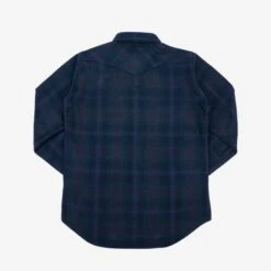 Ultra Heavy Flannel Crazy Check Western Shirt - Navy Overdyed Black 15 Ultra Heavy Flannel Crazy Check Western Shirt - Navy Overdyed Black -Denim Clothing-Iron Heart International IHSH 336 OD 2