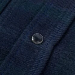 Ultra Heavy Flannel Crazy Check Western Shirt - Navy Overdyed Black 22 Ultra Heavy Flannel Crazy Check Western Shirt - Navy Overdyed Black -Denim Clothing-Iron Heart International IHSH 336 OD 9